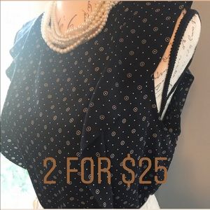 Flowing ruffle Ann Taylor navy blouse